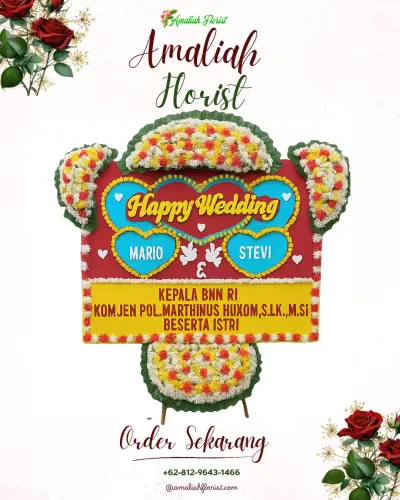 Karangan Papan Bunga Pernikahan di Wado